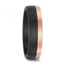 6mm Black Carbon Fibre 14ct Rose Gold Wedding Ring Wedding Rings Rose Gold Mens Rose Gold Wedding Ring Gold Wedding Rings
