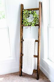 Easy 15 Wooden Blanket Ladder In Less Than An Hour Easy Diy Decor Wooden Blanket Ladder Wood Blanket Ladder