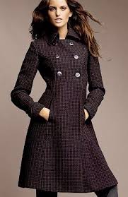 Kare Desenli Mor Bayan Kase Kaban Modeli Jpg 288 445 Dresses Coat Dress Winter Coat Dress