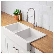 havsen apron front double bowl sink white ikea farmhouse affordable kitchen island
