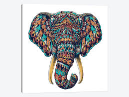 Make a coloring book with elephant canvas for one click. Ornate Elephant Head In Color I Canvas Art Print By Bioworkz Icanvas