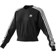 Black And White Striped Hoodie Women S Adidas Womens Originals 3 Stripe Crop Sweatshirt Black White 58 Liked On Polyvore Featuring Black And White Crop Tops Black Sweatshirts Black Stripes Tops