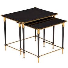 Pair Of Black Glass Brass Nesting Tables Nesting Tables Brass Coffee Table Table