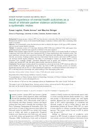 Pdf Adult Experience Of Mental Health Outcomes As A Result Of Intimate Partner Violence Victimisation A Systematic Review