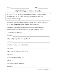 Reading Worksheets Inference Worksheets Inference Inferring Lessons Making Inferences