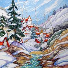 A Winter Village Life People Drawings Pictures Drawings Ideas For Kids Easy And Simple Search for winter season in these categories. a winter village life people drawings