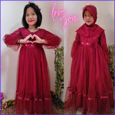 Jual gamis anak katun jepang 3 13tahun busana muslim pesta lebaran. Baju Pesta Anak Muslim Perempuan Baju Pesta Muslim Anak Perempuan Shopee Indonesia