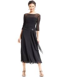 Sangria Three Quarter Sleeve Tea Length Formal Dress Macys Com Tea Length Formal Dresses Dresses Sangria Dress