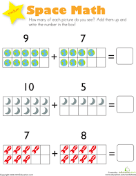 Addition Space Math Worksheet Education Com Kindergarten Math Worksheets Math Worksheets Math Worksheet