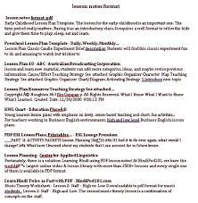 Sample Lesson Note Template Notes Template Preschool Lesson Plan Template Lessons Template