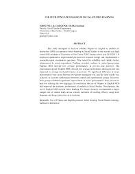 Abstract this qualitative study examines ethnic identity development of 1.5 generation filipino in qualitative research, quality is usually more important than quantity, so when sample size was. Pdf Use Of Filipino And English In Social Studies Learning