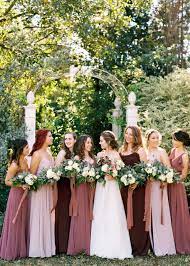 Jenny Yoo Bridesmaids Various Mix N Match Long Luxe Chiffon Styles In A Shades Of Blush Burg Wedding Colors Wedding Bridesmaids Burgundy Bridesmaid Dresses
