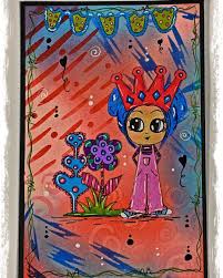 created this piece using dolly dimples new dolly tot stamps and dolly stencils i created the backgroun decoupage art mixed media collage mixed media artists