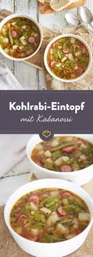 Herzhafter Kohlrabi Eintopf Mit Kabanossi Und Erbsen Rezept Kohlrabi Eintopf Eintopf Kohlrabi