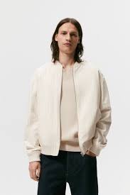 Striped Bomber Jacket Oyster White Zara Canada