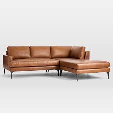 104 w x 34 h x 67 d condition: Andes Leather 3 Piece Chaise Sectional