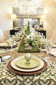 Green And White Easter Table Setting Easter Table Settings Easter Table Decorations Easter Table