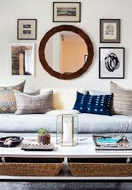 Decorate With Round Mirror Wall Decor Living Room Blue And White Living Room Living Room Makeover