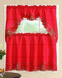 All American Assortment New 3pc Christmas Vacation Design Embroidered Kitchen Curtain Set Christmas Kitchen Curtains Kitchen Curtains Kitchen Curtain Sets