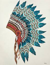 Native Indian Head Dress By Kati Katie Garrett Filho Paintings For Sale Bluethumb Online Art G Native Indian Tattoos Indian Headdress American Indian Art