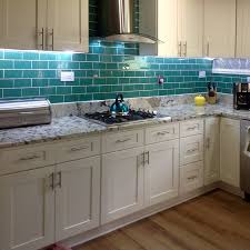 Emerald Glass Subway Tile In 2020 Green Kitchen Backsplash Kitchen Tiles Backsplash Blue Tile Backsplash Kitchen
