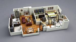 Photo Realistic 3d Floor Plans One Bedroom House 3d Home Design Home Design Plans