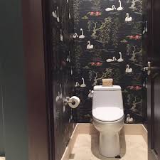 Stop Looking At Me Swan Wallpaper Commode Traditional Bathroom Bathroom Decor Brick Box Interiors Traditional Bathroom Bathroom Decor Bathroom