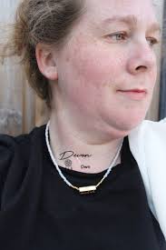 CUS Message Bead Amour & Hearts Beaded Choker, Soft White