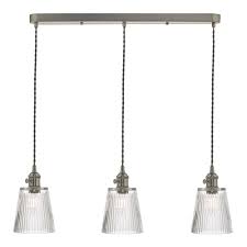 Discover the finest luxury lighting from the world's top designers and brands. 3 Light Ceiling Pendant Bar Aged Chrome Ribbed Glass Shades