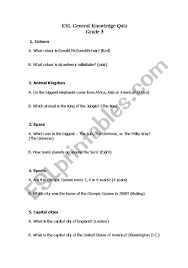 General knowledge questions, science questions, physics questions, chemistry questions, biology questions, trivia quizzes, facts and. English Worksheets General Knowledge Quiz For Esl Grade 3