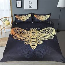 Refresh your bedroom with classically elegant bedding by waverly. Duvet Cover King Bedding Set Navy Background Bling Moth Bronzing Print Reversible Duvet Cover For Teens Adult Lightweight Microfiber Zipper Closure Ultra Comfy Buy Online In Antigua And Barbuda At Antigua Desertcart Com Productid 57703293