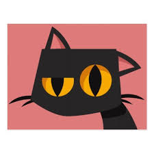 Sharp Black Cat Illustration Postcard Black Cat Art Cute Cat Illustration Cat Art Illustration