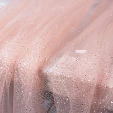 Tul transparente rosa perla pegado con purpurina plateada - OneYard