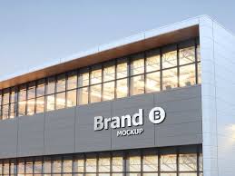 3d Sign On A Building Facade Mockup In 2020 Building Facade Facade Building Signs