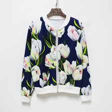 Showcasing a delicate design with a lavish floral pattern throughout, this single tone piece looks ravishing. Floral Patterned Zipped Bomber Jacket Top Tier Style