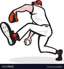 Baseball pitcher throwing ball cartoon Royalty Free Vector