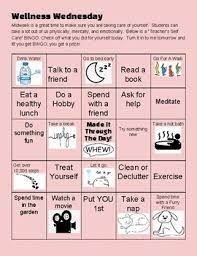 They check in and scan their emotions and body for anything that. Wellness Wednesday Teachers Self Care Bingo By Iris Stevens Tpt