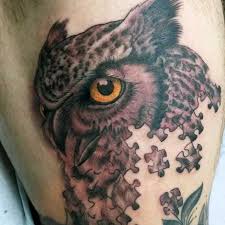 Diese allgemeinen geschäftsbedingungen (im folgenden: Illustrativer Stil Farbiges Oberschenkel Tattoo Mit Der Eule Aus Puzzleteilen Tattooimages Biz