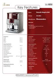 It is equipped with a water tank which can be interchanged with a bigger one for use in offices. Nescafe Alegria 8 60 Trivend Coffee Service
