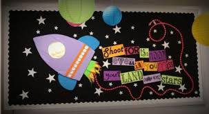 Shoot For The Moon Motivational Bulletin Board Cute Bulletin Boards Teacher Bulletin Boards Motivational Bulletin Boards