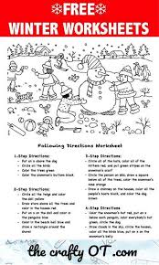 Free Winter Worksheets Following Directions Activities Following Directions Holiday Worksheets