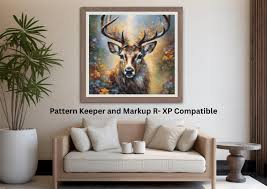 水彩画の鹿のポートレートクロスステッチパターン：野生動物の刺繍（PDFパターン） - Etsy 日本