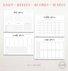 Minimalist Simple Daily Weekly Monthly Yearly Desktop Diy Etsy Planner Printable Planner Wedding Planner Printables
