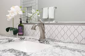 White Arabesque Tiled Bathroom Vanity Splash Tile Backsplash Bathroom Vanity Arabesque Tile Bathroom Mosaic Bathroom Tile