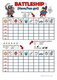 Have Has Got Battleship English Esl Worksheets English Games For Kids Teach English To Kids English Lessons