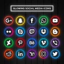 Download Icons For Social Networks With Neon Lights For Free Social Media Icons Vector Social Media Social Media Icons