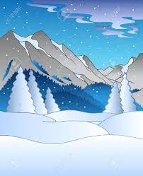 Snow Mountain Landscape Drawing - Clip Art Library
