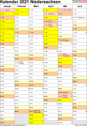Alle jahreskalender stehen in grau und. Kalender 2021 Niedersachsen Ferien Feiertage Pdf Vorlagen