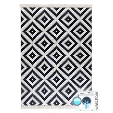 100 cm x 200 cm, 1 st. Waschbarer Teppichlaufer Schwarz Weiss Skandi 2980 80x300 Cm