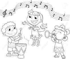 Musikband Kinder Spielen Und Singen Schwarzweiss Illustration Malvorlagen Fur Kinder Lustige Malvorlagen Kinder Musik